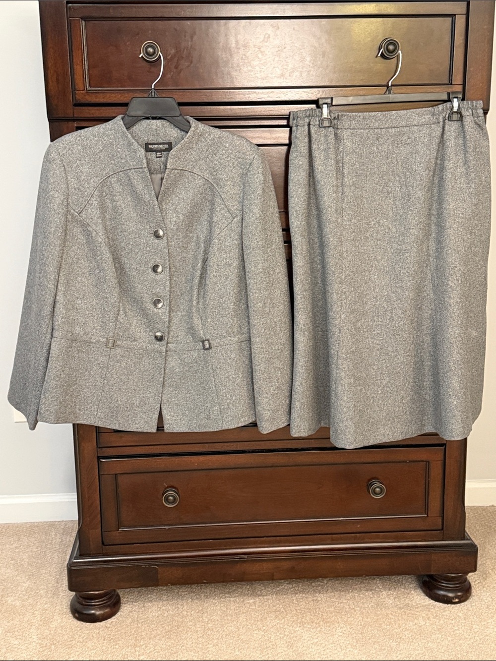 SALE- Gray Women's Winter Jacket & Skirt Set